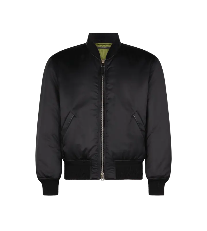 SILK SATIN BOMBER BLACK & GREEN online